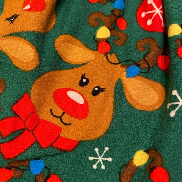 Bonnie Baby Christmas Reindeer Green Dress Bloomers Tunic Red Green 6-9 Months - Picture 5 of 9